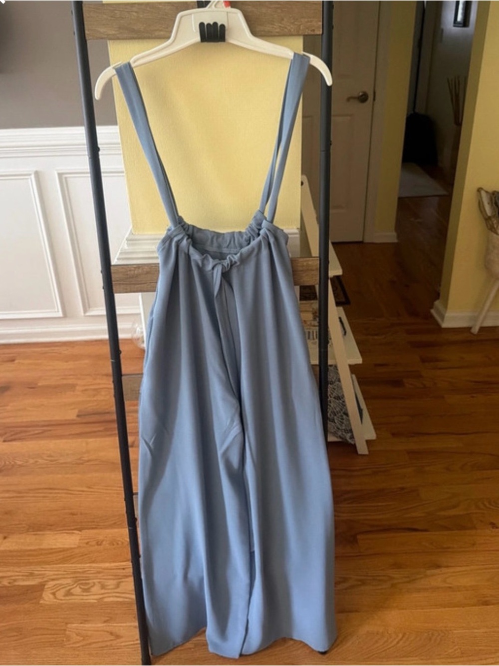 Light Blue Wide-Leg Jumpsuit with Adjustable Straps